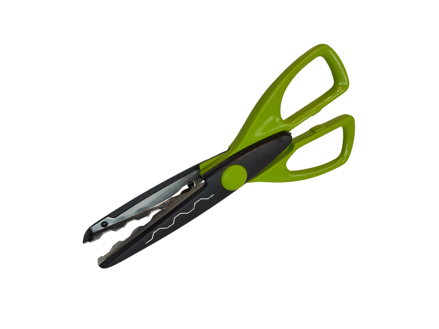 TIJERA ZIG ZAG 046 MANGO VERDE-NEGRO (PINOCHO)