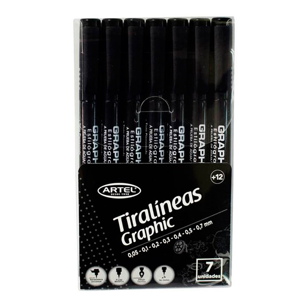 SET 7 TIRALINEAS DIFERENTES MEDIDAS ARTEL
