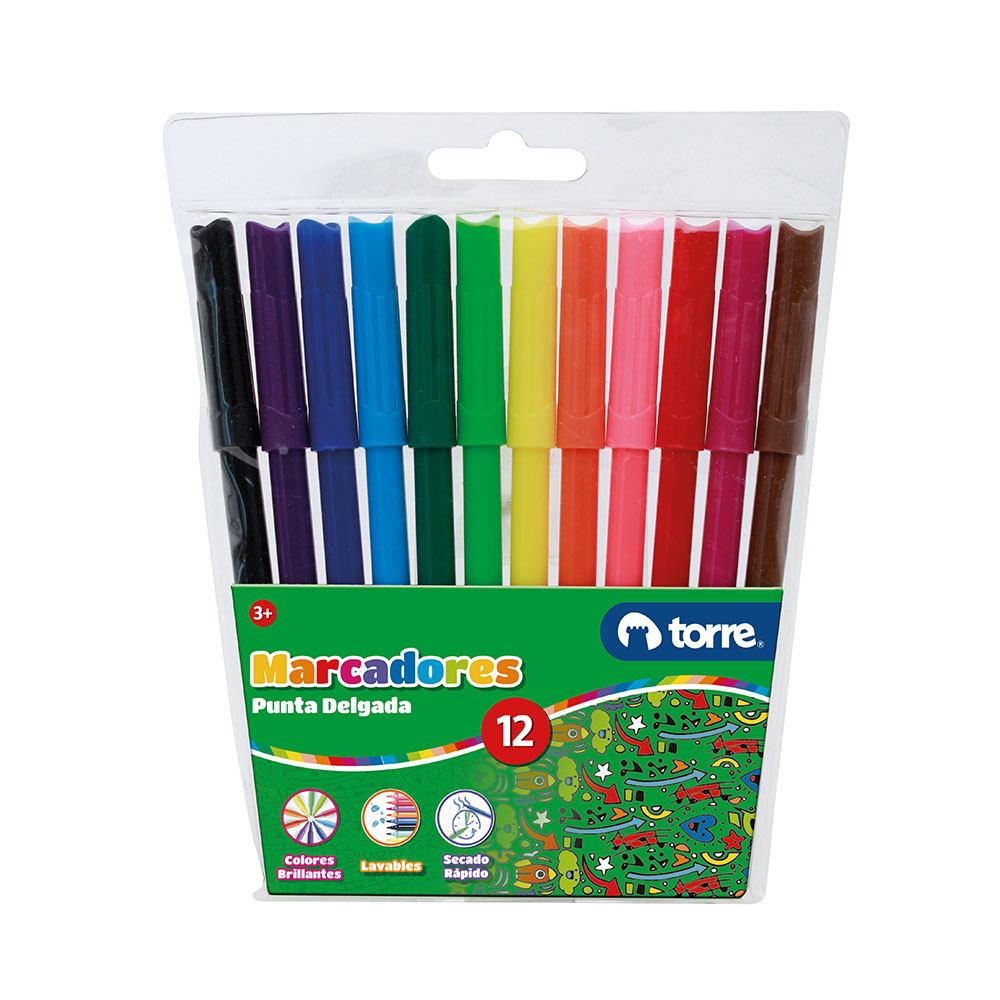 MARCADORES 12 COLORES TORRE