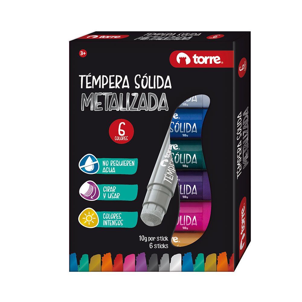 TEMPERA SOLIDA METALIZADA 6 COLORES TORRE