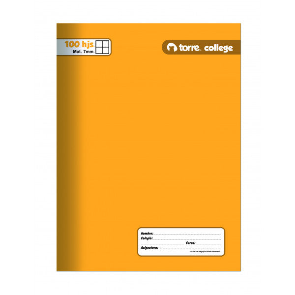 CUADERNO COLLEGE 100 HOJAS 7MM TORRE