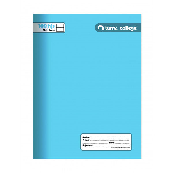 CUADERNO COLLEGE 100 HOJAS 7MM TORRE