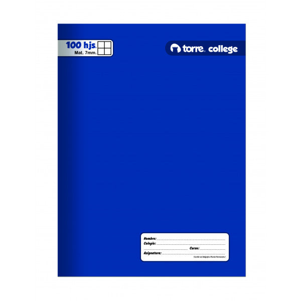 CUADERNO COLLEGE 100 HOJAS 7MM TORRE