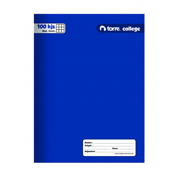CUADERNO COLLEGE 100 HOJAS 5MM TORRE