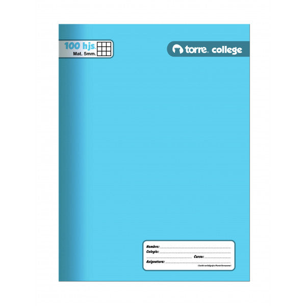 CUADERNO COLLEGE 100 HOJAS 5MM TORRE