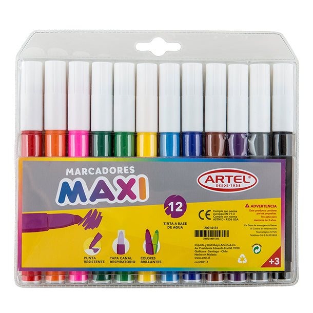 MARCADORES MAXI 12 COLORES ARTEL