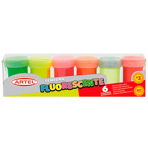 TEMPERA FLUORESCENTE Y LUMINISCENTE 6 COLORES ARTEL