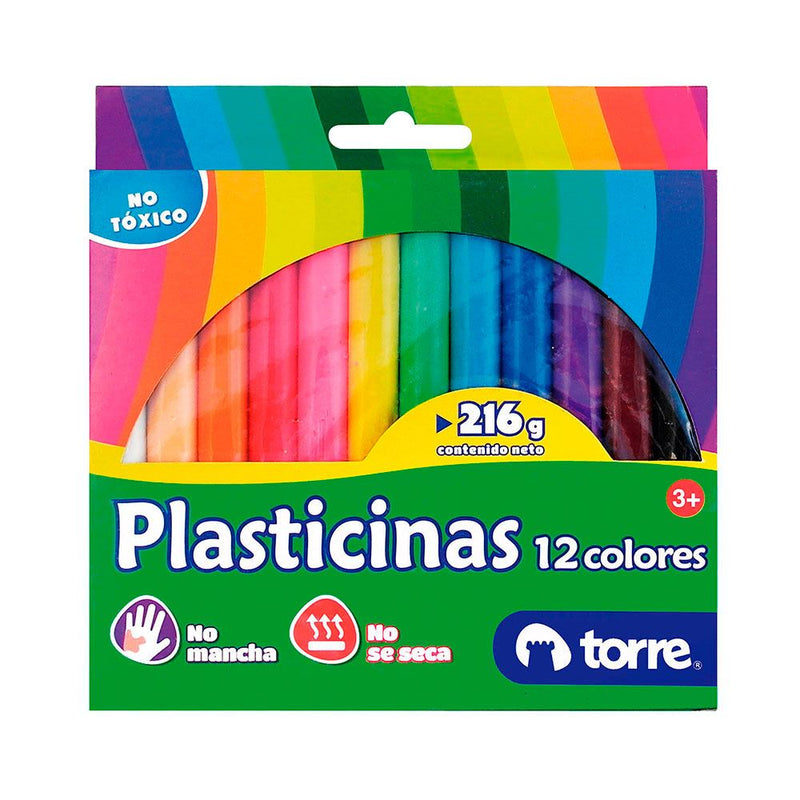 PLASTICINA 12 COLORES TORRE