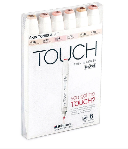 MARCADORES TOUCH TWIN BRUSH 6 COLORES SET TONOS PIEL