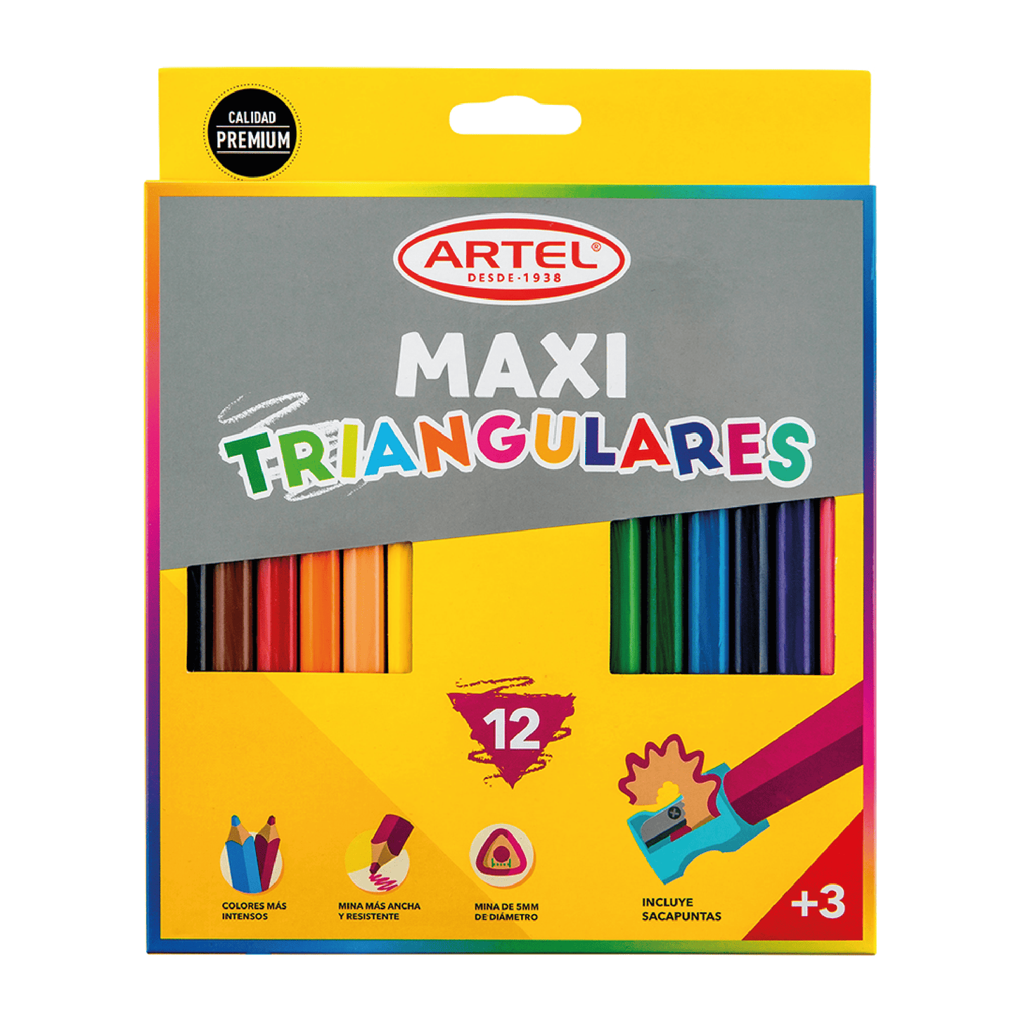 LAPICES MAXI TRIANGULARES 12 COLORES ARTEL