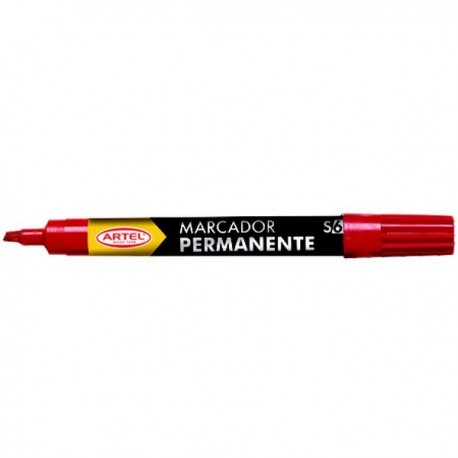 PLUMON PERMANENTE PUNTA BISELADA ROJO ARTEL